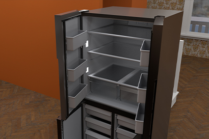 Refrigerator Rendered in Maya with Doors Open